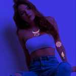 2 Stück fluoreszierende, wasserfeste Tattoo-Aufkleber mit Bronzing-Effekt, JYG-001, JYG-002, JYG-003, JYG-004, JYG-005, JYG-006, JYG-007, JYG-008