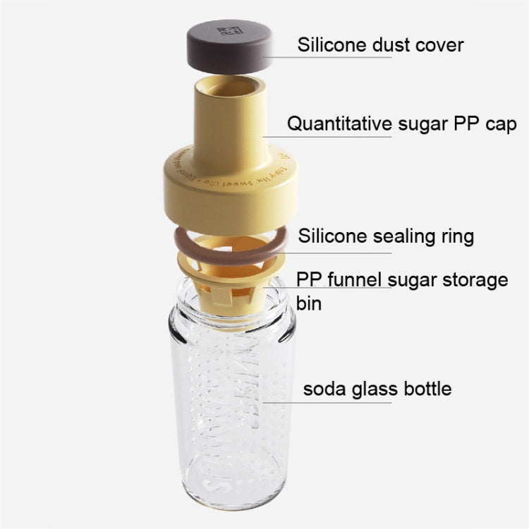 Quantitative Zuckerdosierflasche, Zuckerglas, staubdichte, versiegelte Gewürzflasche mit Deckel, Weiß, Grün, Orange, Gelb