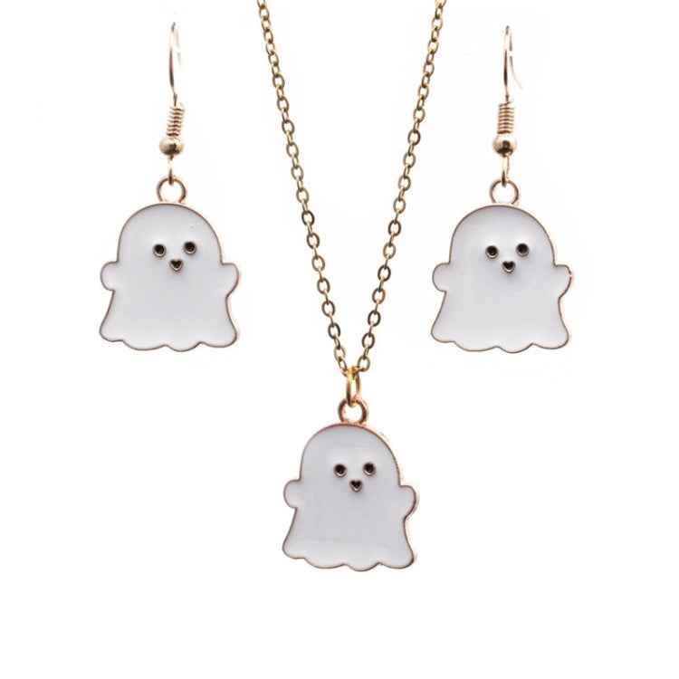 Halloween Schmuck Legierung Geister Ohrringe Halskette, Geist Weiß, Geist Schwarz