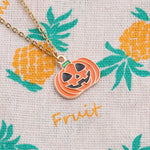 2 Sets Halloween Geist Kürbis Anhänger Halskette Ohren Persönlicher Schmuck, Kürbis