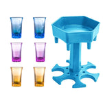Bar Party 6 Tassen Sechseck Weinspender Weinschenker, Grau+6 transparente Tassen, Blau+6 transparente Tassen, Grau+6 bunte Tassen, Blau+6 bunte Tassen