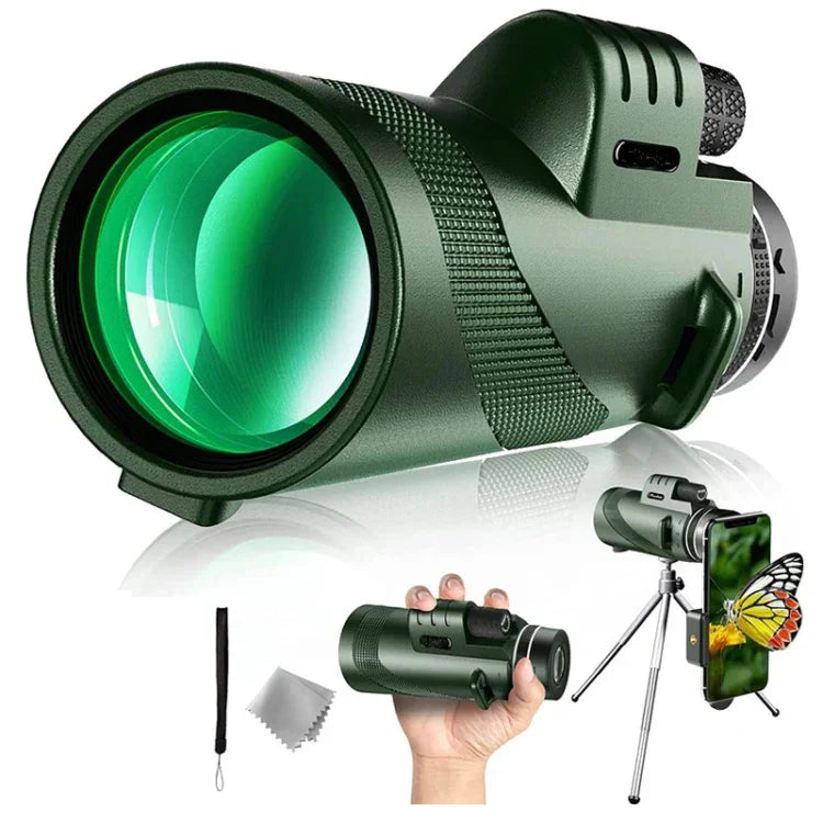 40X60 Outdoor Nachtsicht Hochleistungs-HD-Monokular, (Standard), (Standard+Universalclip+Stativ)