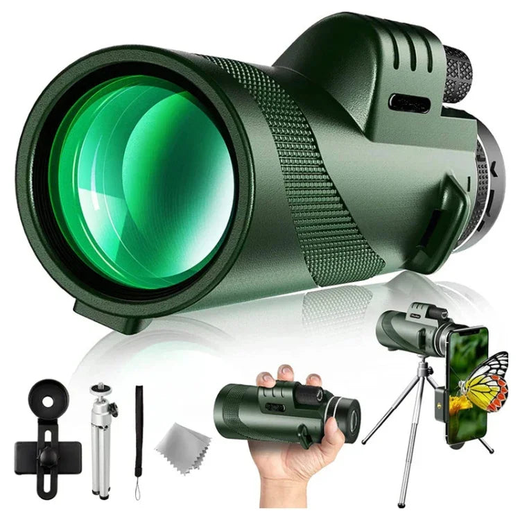 40X60 Outdoor Nachtsicht Hochleistungs-HD-Monokular, (Standard), (Standard+Universalclip+Stativ)