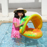 Baby Cartoon Tier Schwimmring mit Sonnendach, Schwimmring mit Sonnendach (Grün), Schwimmring mit Sonnendach (Lila)