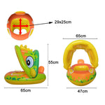 Baby Cartoon Tier Schwimmring mit Sonnendach, Schwimmring mit Sonnendach (Grün), Schwimmring mit Sonnendach (Lila)