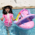 Baby Cartoon Tier Schwimmring mit Sonnendach, Schwimmring mit Sonnendach (Grün), Schwimmring mit Sonnendach (Lila)