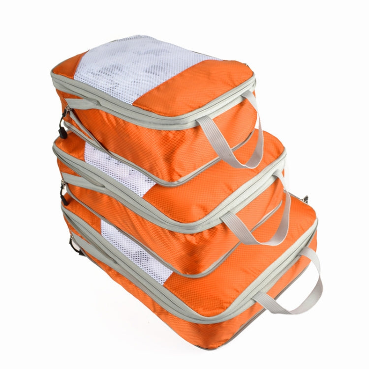 3-teiliges Set Reise-Wasserdichter Kompressions-Kleideraufbewahrungsbeutel, Orange mit Netz, Marineblau mit Netz, Pink mit Netz, Rot mit Netz, Grün mit Netz, Grau mit Netz, Schwarz mit Netz, Grau ohne Netz, Schwarz ohne Netz, Rot ohne Netz, Blau ohne Netz