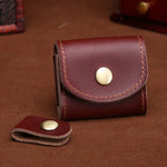 S122 Vintage Mini Leder-Kopfhörertasche, Kaffee, Weinrot, Schwarz, Blau, Grau, Grün