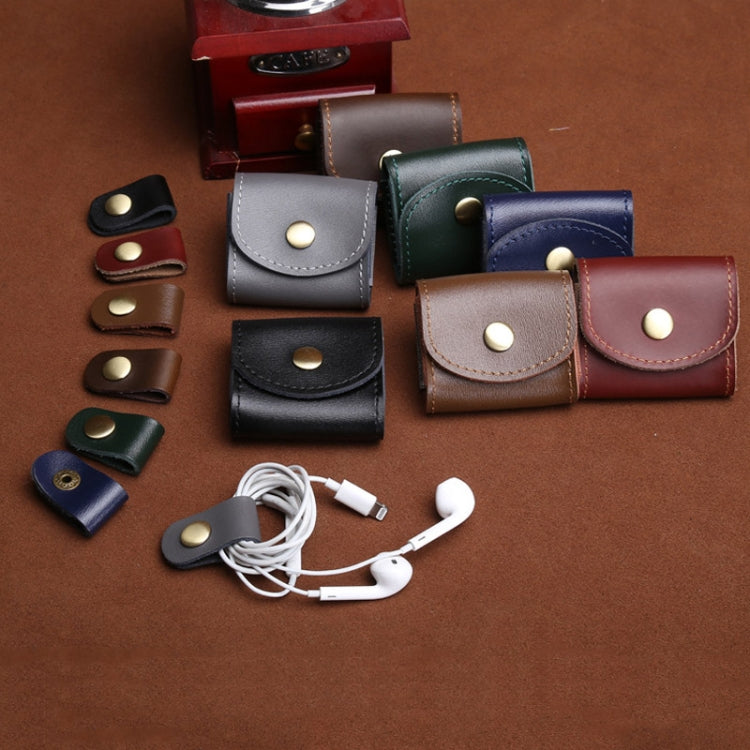 S122 Vintage Mini Leder-Kopfhörertasche, Kaffee, Weinrot, Schwarz, Blau, Grau, Grün