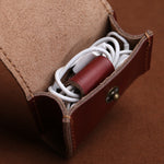 S122 Vintage Mini Leder-Kopfhörertasche, Kaffee, Weinrot, Schwarz, Blau, Grau, Grün