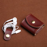 S122 Vintage Mini Leder-Kopfhörertasche, Kaffee, Weinrot, Schwarz, Blau, Grau, Grün
