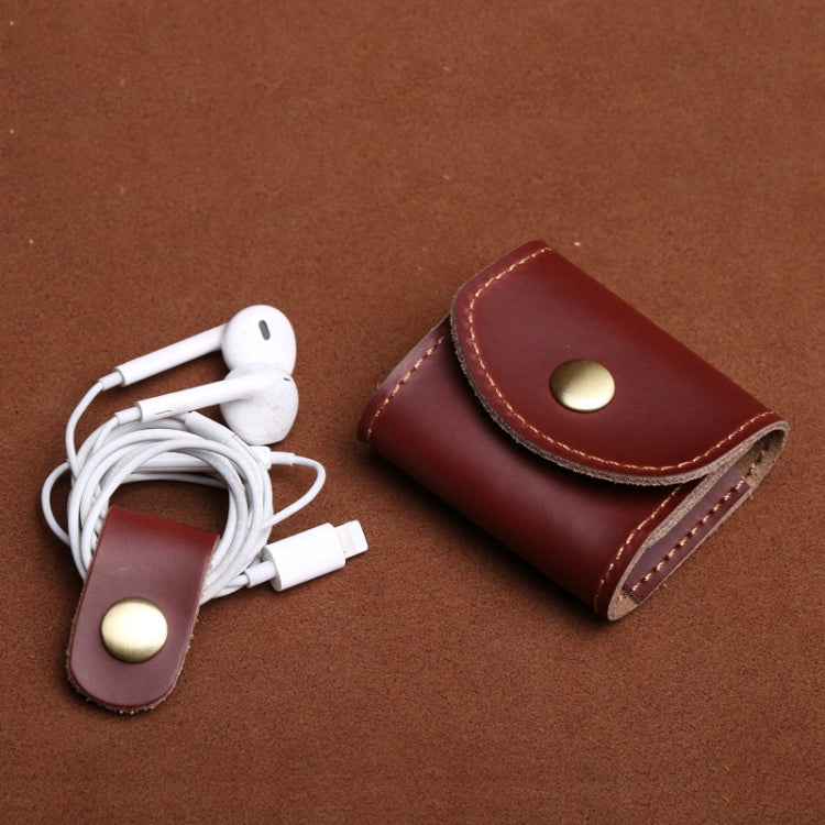 S122 Vintage Mini Leder-Kopfhörertasche, Kaffee, Weinrot, Schwarz, Blau, Grau, Grün