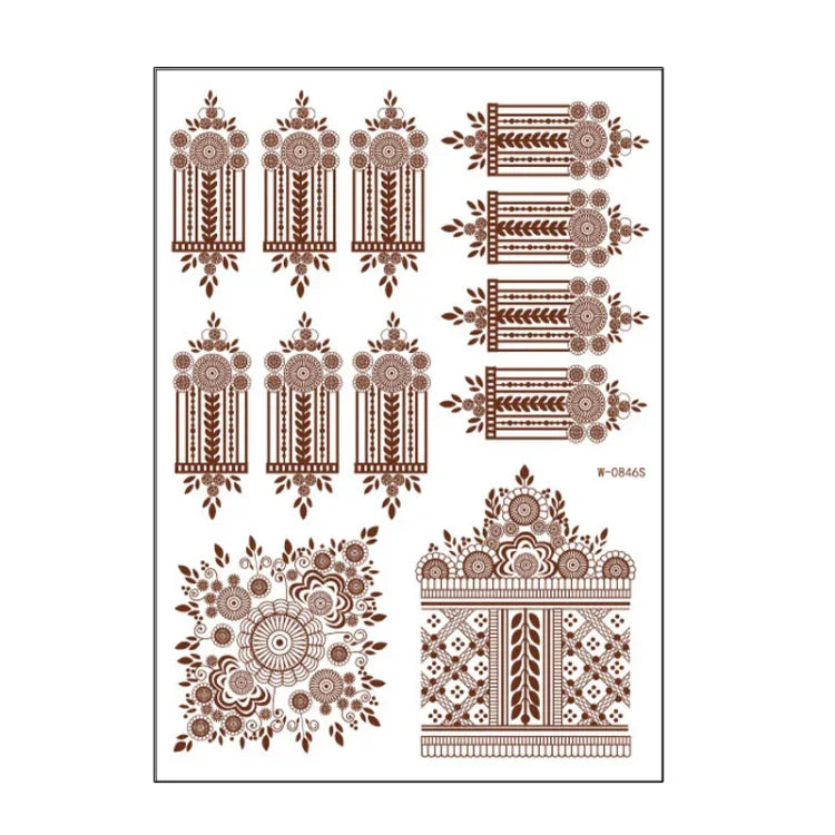 5 Stück semipermanente, wasserfeste Spitzen-Tattoo-Aufkleber in Braun und Rot, 208 x 148 mm