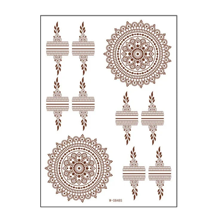 5 Stück semipermanente, wasserfeste Spitzen-Tattoo-Aufkleber in Braun und Rot, 208 x 148 mm