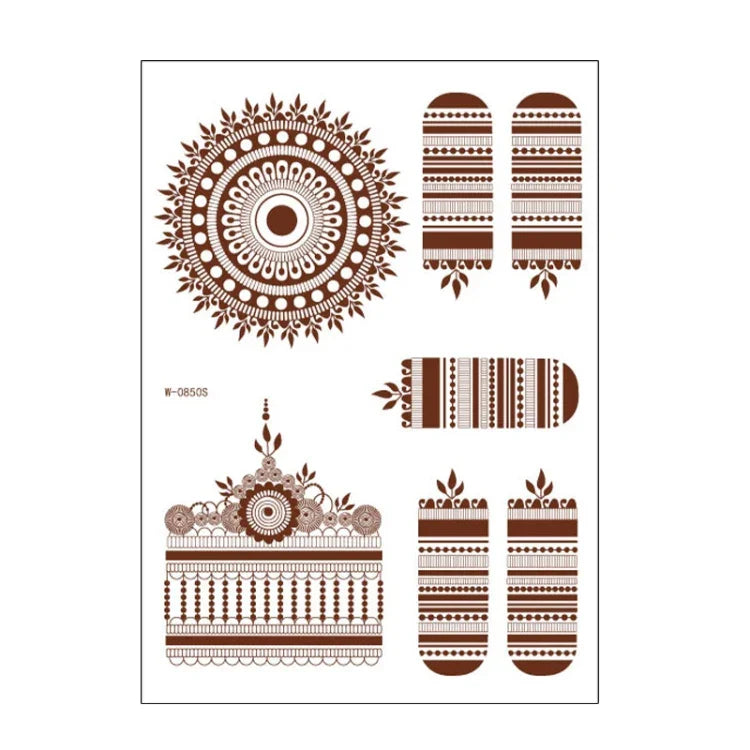 5 Stück semipermanente, wasserfeste Spitzen-Tattoo-Aufkleber in Braun und Rot, 208 x 148 mm