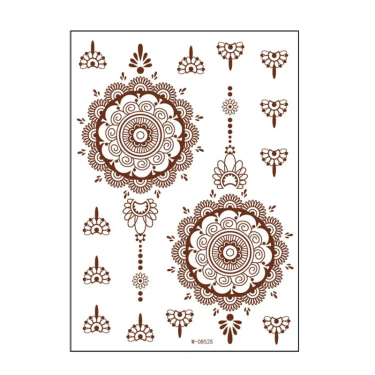 5 Stück semipermanente, wasserfeste Spitzen-Tattoo-Aufkleber in Braun und Rot, 208 x 148 mm