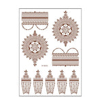 5 Stück semipermanente, wasserfeste Spitzen-Tattoo-Aufkleber in Braun und Rot, 208 x 148 mm