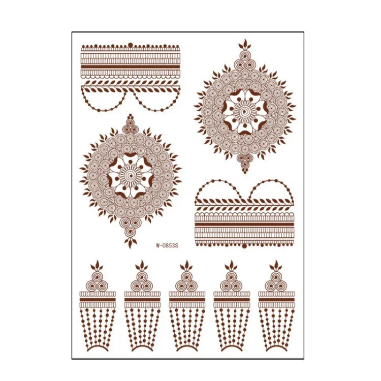 5 Stück semipermanente, wasserfeste Spitzen-Tattoo-Aufkleber in Braun und Rot, 208 x 148 mm