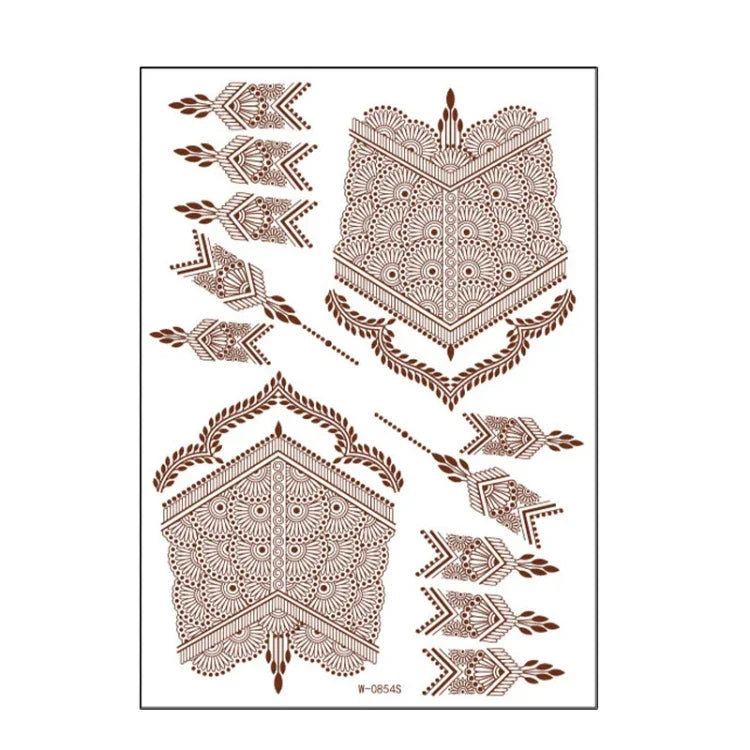 5 Stück semipermanente, wasserfeste Spitzen-Tattoo-Aufkleber in Braun und Rot, 208 x 148 mm