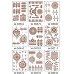 5 Stück semipermanente, wasserfeste Spitzen-Tattoo-Aufkleber in Braun und Rot, 208 x 148 mm