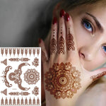 5 Stück semipermanente, wasserfeste Spitzen-Tattoo-Aufkleber in Braun und Rot, 208 x 148 mm