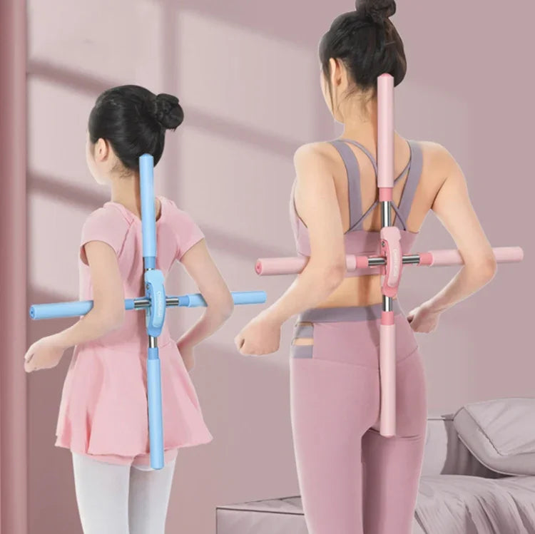 CHANGKUAI Yoga-Buckelkorrekturstab, verstellbar, offene Schulterhaltung, Stehtrainingsstab, Pink, Blau, Grün