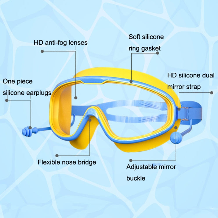 Große Rahmen Wasserdichte und Antibeschlag HD Transparente Kinder-Schwimmbrille, HD Transparente Schwimmbrille (Weiß), HD Transparente Schwimmbrille (Pink), HD Transparente Schwimmbrille (Blau Gelb), HD Transparente Schwimmbrille (Blau Weiß)