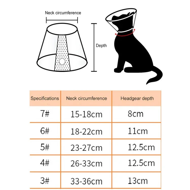 Schutzhalsband für Haustiere, Katzen und Hunde, Beißschutz nach kosmetischen Eingriffen und Operationen, Größen: Nr. 7/8 cm, Nr. 7, Nr. 6, Nr. 5, Nr. 4, Nr. 3