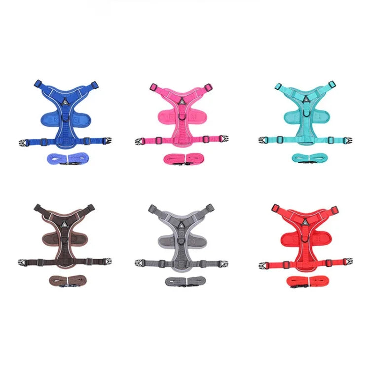 HT-864 Reflektierende, atmungsaktive Hunde-Brustgurtweste mit Zugseil für Haustiere, Größen: S, M, L, XL