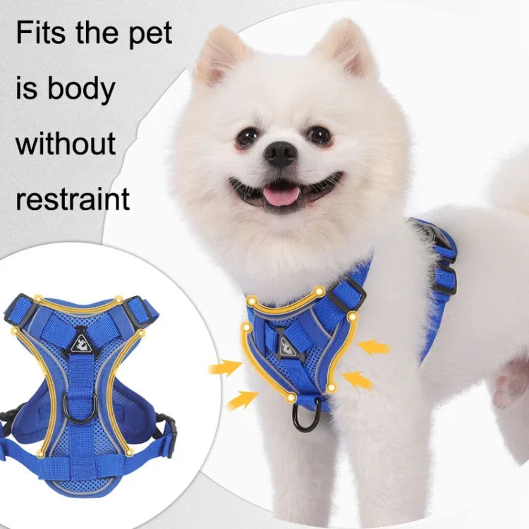 HT-864 Reflektierende, atmungsaktive Hunde-Brustgurtweste mit Zugseil für Haustiere, Größen: S, M, L, XL