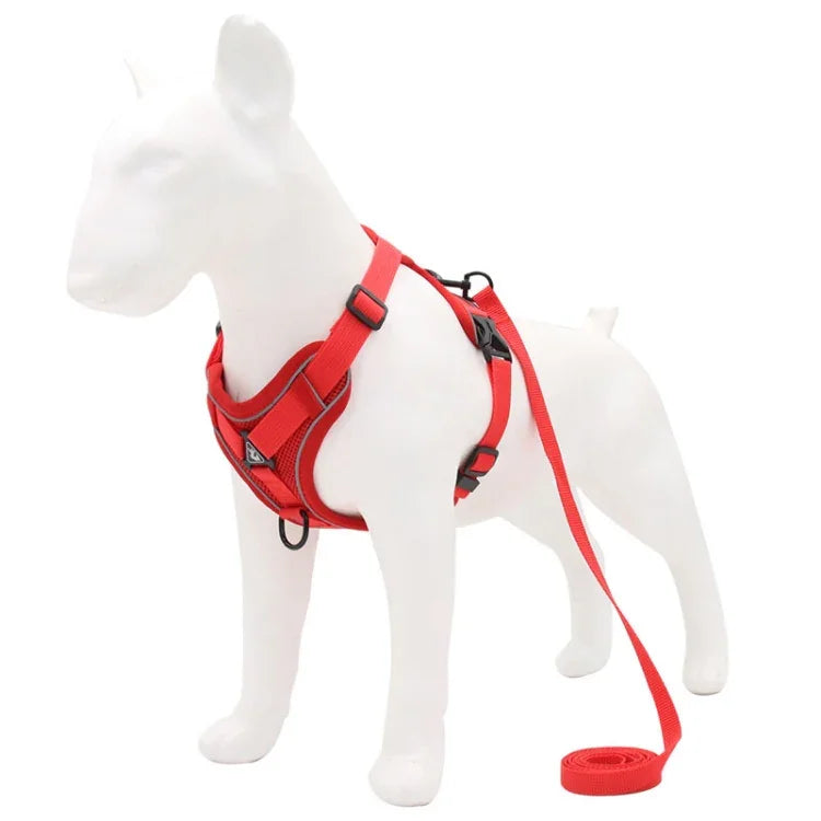 HT-864 Reflektierende, atmungsaktive Hunde-Brustgurtweste mit Zugseil für Haustiere, Größen: S, M, L, XL