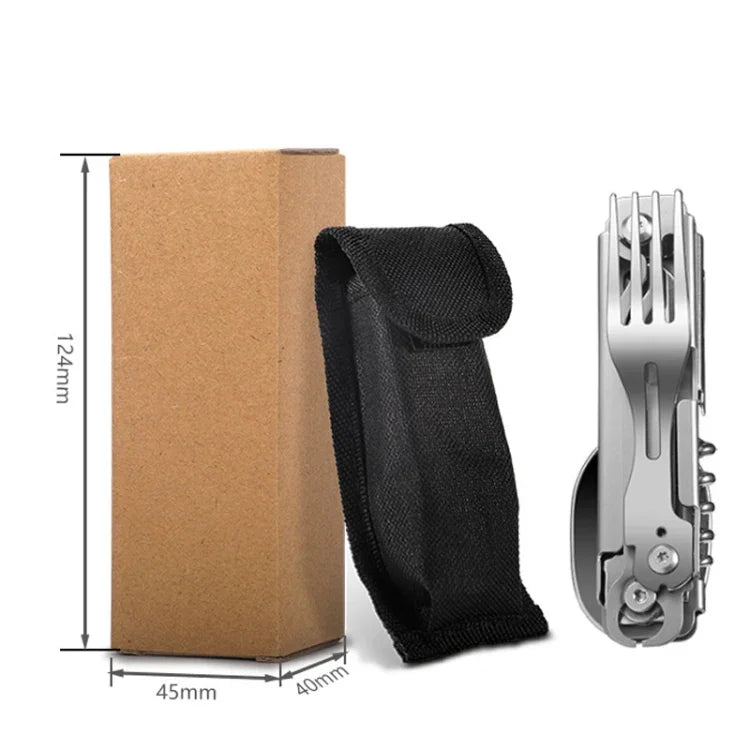 6-in-1-Klappbesteck (Gabel/Messer/Löffel/Flaschenöffner) für Camping und Survival