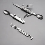 6-in-1-Klappbesteck (Gabel/Messer/Löffel/Flaschenöffner) für Camping und Survival