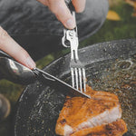 6-in-1-Klappbesteck (Gabel/Messer/Löffel/Flaschenöffner) für Camping und Survival
