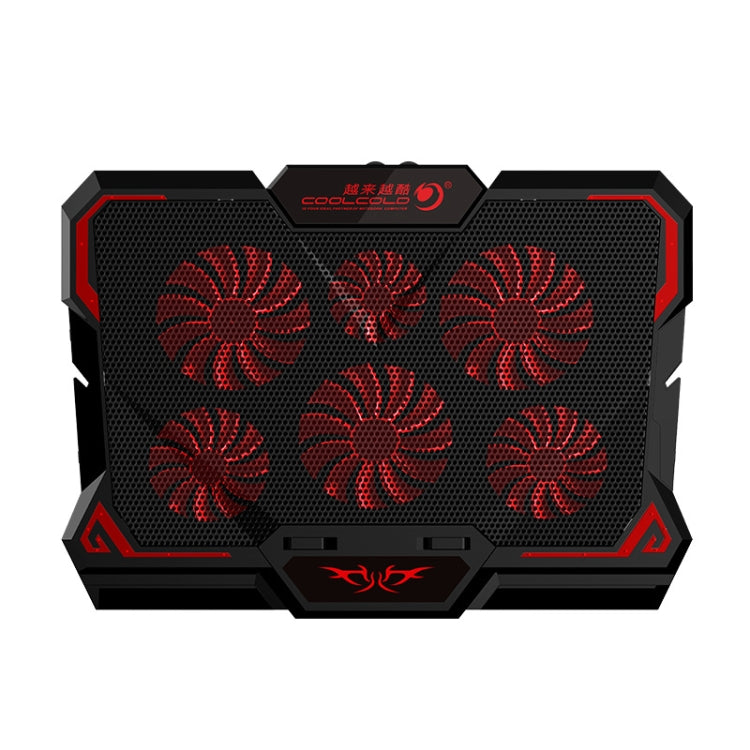 CoolCold 17 Zoll Gaming Laptop Kühler Sechs Lüfter Zwei USB Anschlüsse 2600RPM Laptop Kühlpad