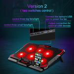 CoolCold 17 Zoll Gaming Laptop Kühler Sechs Lüfter Zwei USB Anschlüsse 2600RPM Laptop Kühlpad