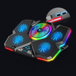 CoolCold Fünf Lüfter 2 USB Anschlüsse Laptop Kühler Gaming Notebook Kühlständer, Version:, Touch Symphony Blau, Touch Symphony Rot, Drehregler Basis Blau