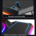 CoolCold Fünf Lüfter 2 USB Anschlüsse Laptop Kühler Gaming Notebook Kühlständer, Version:, Touch Symphony Blau, Touch Symphony Rot, Drehregler Basis Blau