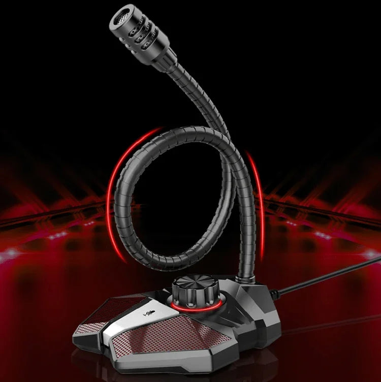 JK Omnidirektionales Aufsteckmikrofon mit integrierter Soundkarte, flexibles Gaming-Mikrofon, 3,5 mm