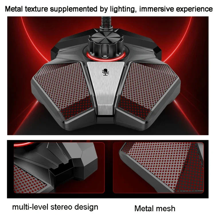 JK Omnidirektionales Aufsteckmikrofon mit integrierter Soundkarte, flexibles Gaming-Mikrofon, 3,5 mm