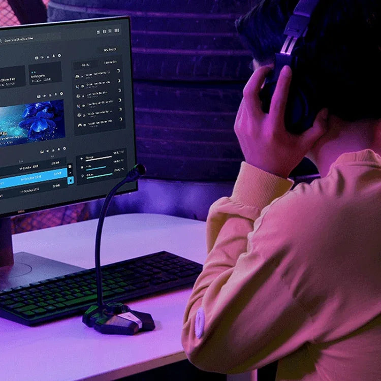 JK Omnidirektionales Aufsteckmikrofon mit integrierter Soundkarte, flexibles Gaming-Mikrofon, 3,5 mm