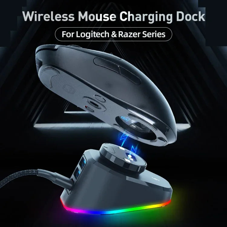 Für Logitech G502 / GPW1 / 2 Wireless Maus-Lade-Dockingstation, schwarz gewebt, schwarz gestromt, weiß gewebt, weiß gestromt