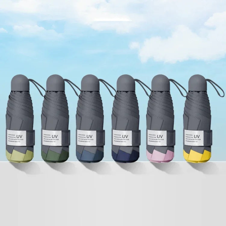 LY-0621 Fünffach Sechs-Speichen Regenschirm Einfacher Schwarzer Kleber Sonnenschutzschirm, Sechs-Speichen Kurkuma, Sechs-Speichen Mittsommerrosa, Sechs-Speichen Dunstblau, Sechs-Speichen Matcha-Grün, Sechs-Speichen Marineblau, Sechs-Speichen Tinten-Grün
