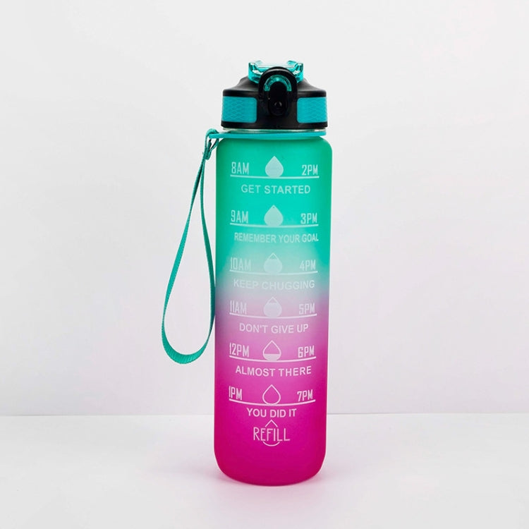 1000ml Gradient Space Cup Sportflasche mit Sprungdeckel und Trinkhalm, Orange-Grün-Verlauf, Blau-Rot-Verlauf, Grün-Rot-Verlauf, Gelb-Lila-Verlauf, Schwarz, Blau, Grün