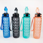 1000ml Gradient Space Cup Sportflasche mit Sprungdeckel und Trinkhalm, Orange-Grün-Verlauf, Blau-Rot-Verlauf, Grün-Rot-Verlauf, Gelb-Lila-Verlauf, Schwarz, Blau, Grün
