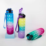 1000ml Gradient Space Cup Sportflasche mit Sprungdeckel und Trinkhalm, Orange-Grün-Verlauf, Blau-Rot-Verlauf, Grün-Rot-Verlauf, Gelb-Lila-Verlauf, Schwarz, Blau, Grün