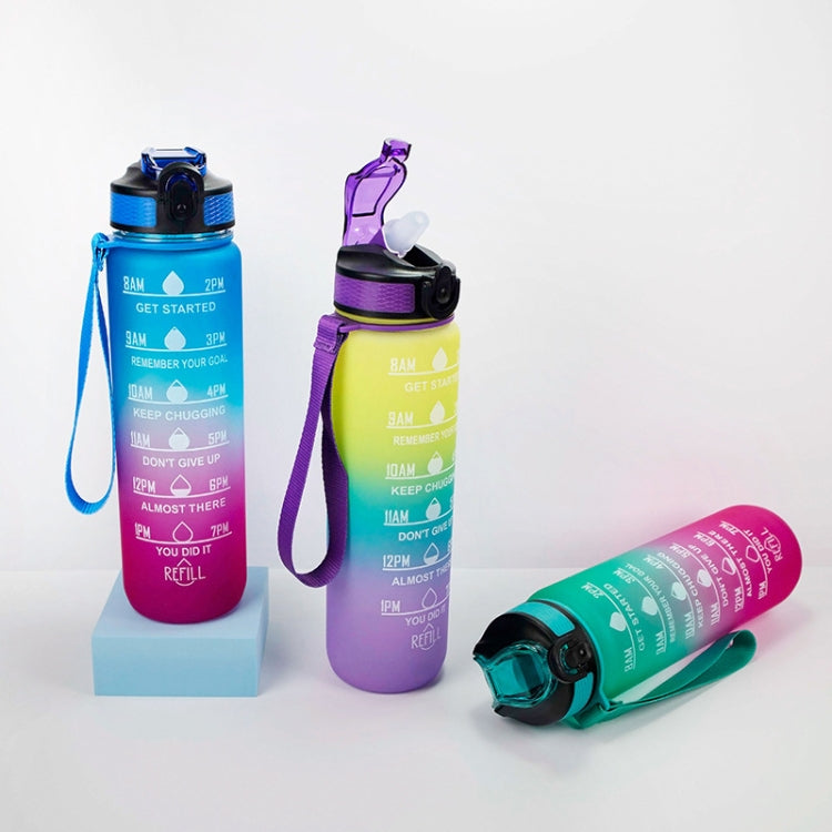 1000ml Gradient Space Cup Sportflasche mit Sprungdeckel und Trinkhalm, Orange-Grün-Verlauf, Blau-Rot-Verlauf, Grün-Rot-Verlauf, Gelb-Lila-Verlauf, Schwarz, Blau, Grün