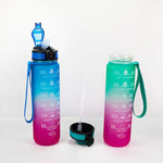 1000ml Gradient Space Cup Sportflasche mit Sprungdeckel und Trinkhalm, Orange-Grün-Verlauf, Blau-Rot-Verlauf, Grün-Rot-Verlauf, Gelb-Lila-Verlauf, Schwarz, Blau, Grün