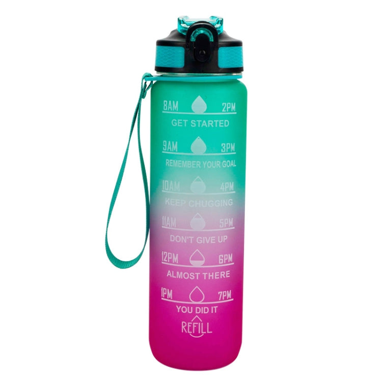 1000ml Gradient Space Cup Sportflasche mit Sprungdeckel und Trinkhalm, Orange-Grün-Verlauf, Blau-Rot-Verlauf, Grün-Rot-Verlauf, Gelb-Lila-Verlauf, Schwarz, Blau, Grün