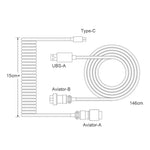Mechanisches Tastatur-Spiralkabel Vergoldeter Luftfahrtstecker, Gelb, Schwarz